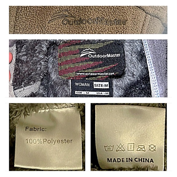 FLEECE ZIP JACKET HOODIE WOMEN’S M GRAY by OUTDOORMASTER Water & Stain Resistant - Picture 8 of 12